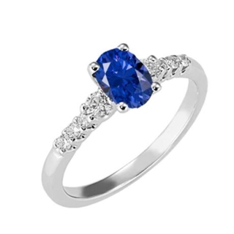 Anello Gioielleria Italiana Donna  in   Oro bianco Zaffiro 0.99 ZAF.NAT.OV.7X5-0.99CT