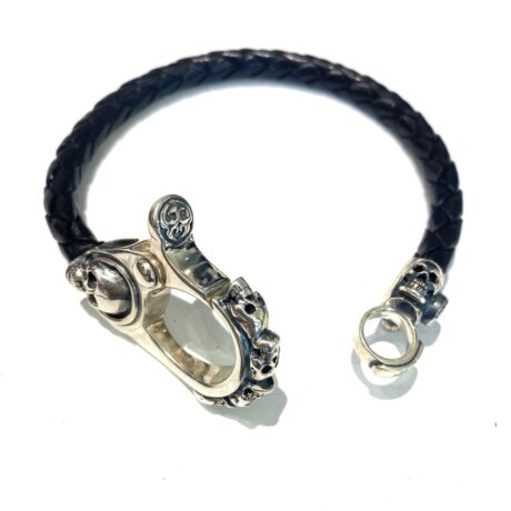 Bracciale Manuel Bozzi Uomo in Argento BRACC UOMO CORDA MOSCHETT TESCHIO  in   Argento   BRACC UOMO CORDA MOSCHETT TESCHIO