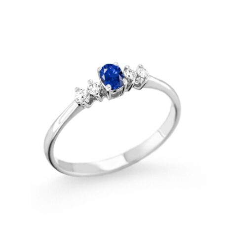 Anello Gioielleria Italiana Donna in Oro bianco Zaffiro AN-2660GR-ZAFF.DIAM0.09CT